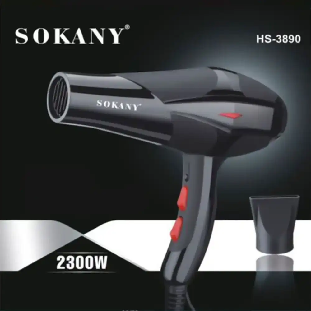 Sokany hair dryer, 2300 watt, 2 speeds, black, HS-3890