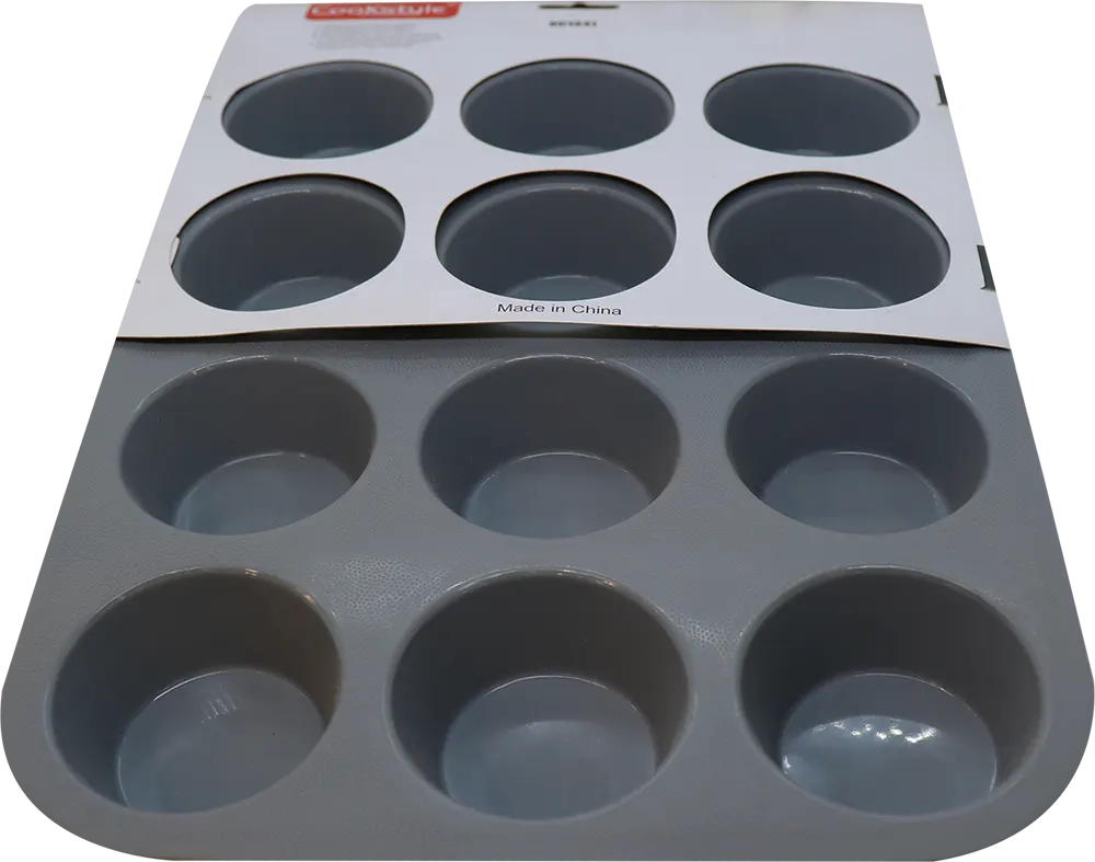 قوالب كب كيك من سيلكون 12 قطعة - رصاصي