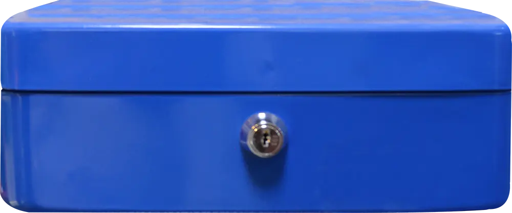 خزنة نقود، قفل واحد، معدن، 10 بوصة، أزرق