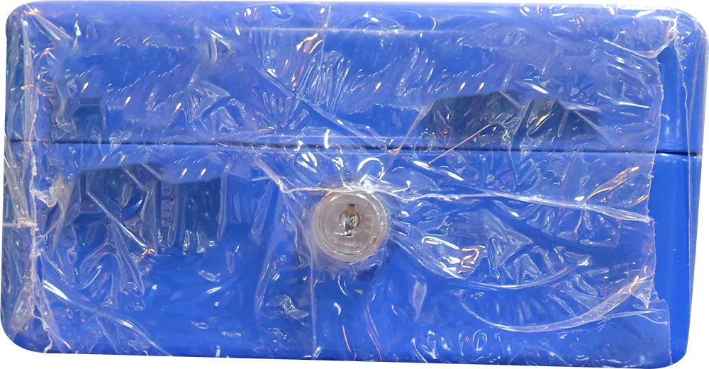 خزنة نقود، قفل واحد، معدن، 6 بوصة، أزرق