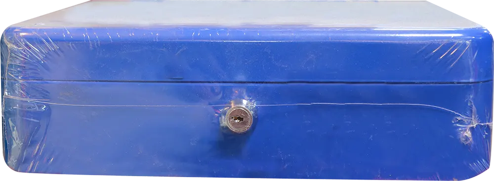 خزنة نقود، قفل واحد، معدن، 12 بوصة، أزرق