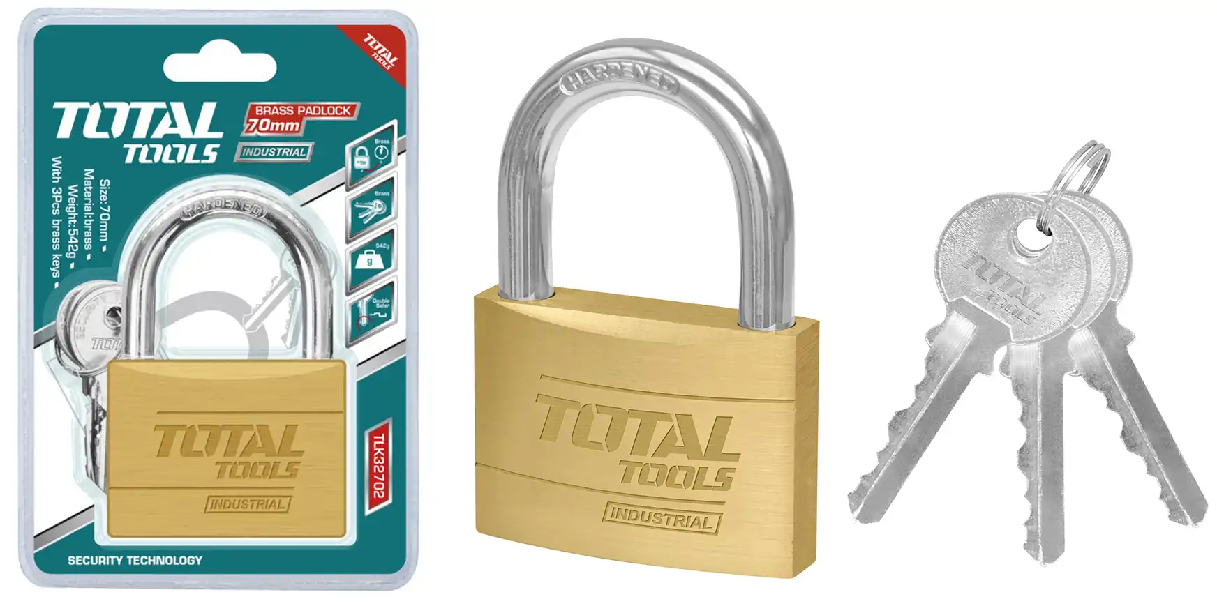 Total Brass Padlock 70mm, TLK32702