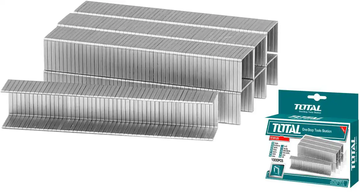 Total tools Wood Stapler Staples Box , 12 mm, 1000 Pieces, THT39122