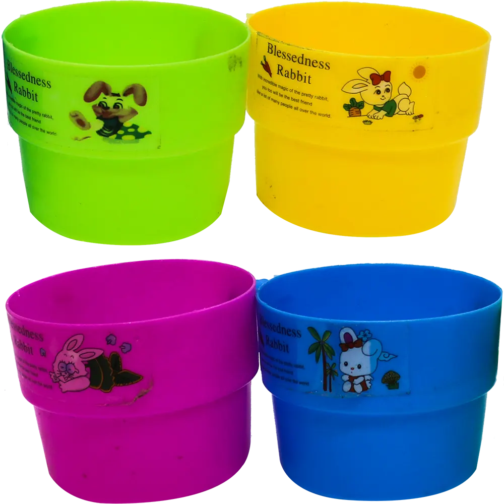 ماج رسومات بلاستيك 4 قطع - ألوان متعددة