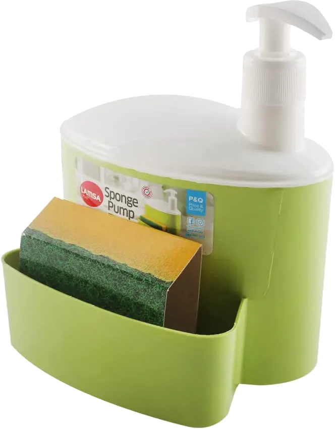 Soap pump and sponge to touch