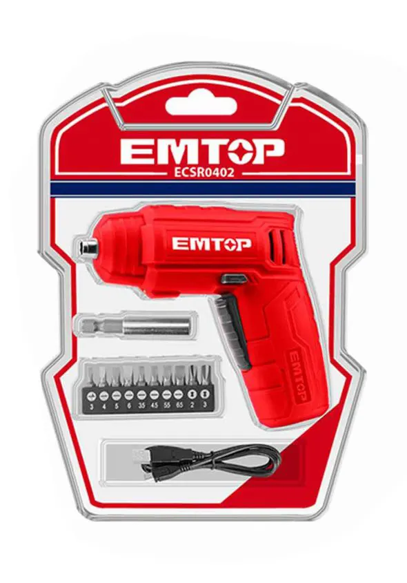 Emtop  Electric Screwdriver, 4V, 10 Bits, ECSR0402