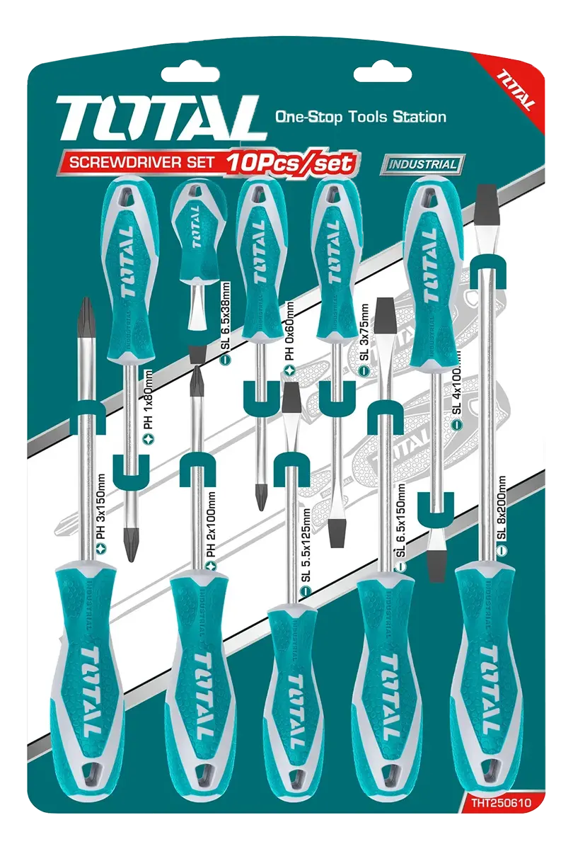 طقم مفكات توتال، 10 قطع، THT250610