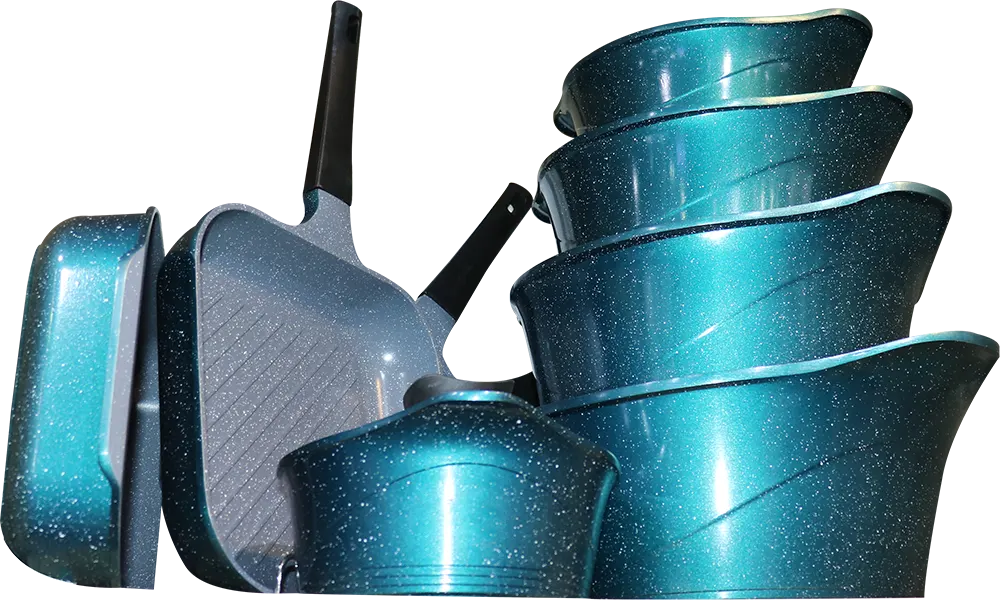 Lux Glory Granite Multi -use Cookware Set, 16 Pieces, Green