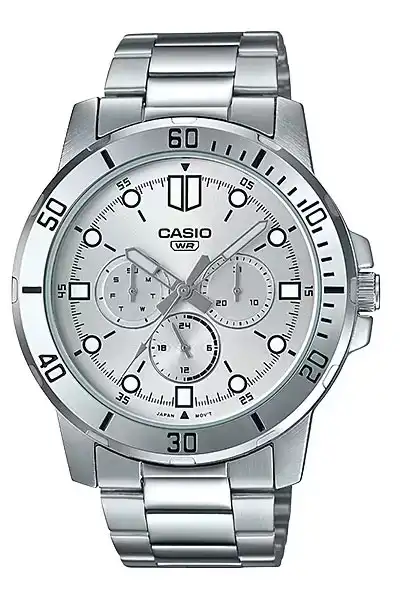 ساعة يد كاسيو للرجال ، عقارب ، سوار ستانلس ستيل ، سيلفر MTP-VD300D-7EUDF