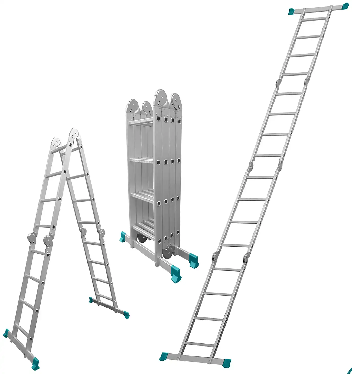 Total Aluminum Ladder, 4x4 Steps, Folding, Silver, THLAD04441
