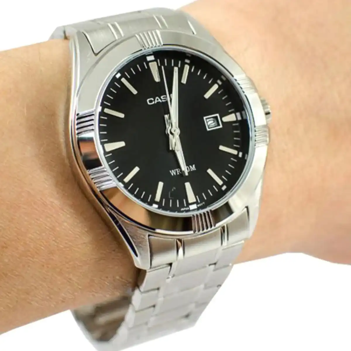 Casio Men's Round Shape stainless steel Strap Analog Wrist Watch, Silver, MTP-1308D-1AVDF