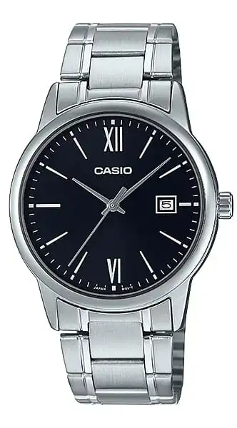 Casio Men's Round Shape stainless steel Strap Analog Wrist Watch, Silver , MTP-V002D-1B3UDF