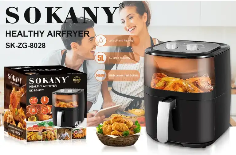 قلاية هوائية بدون زيت سوكاني 1400 وات، 5 لتر،أسود،SK-ZG-8028