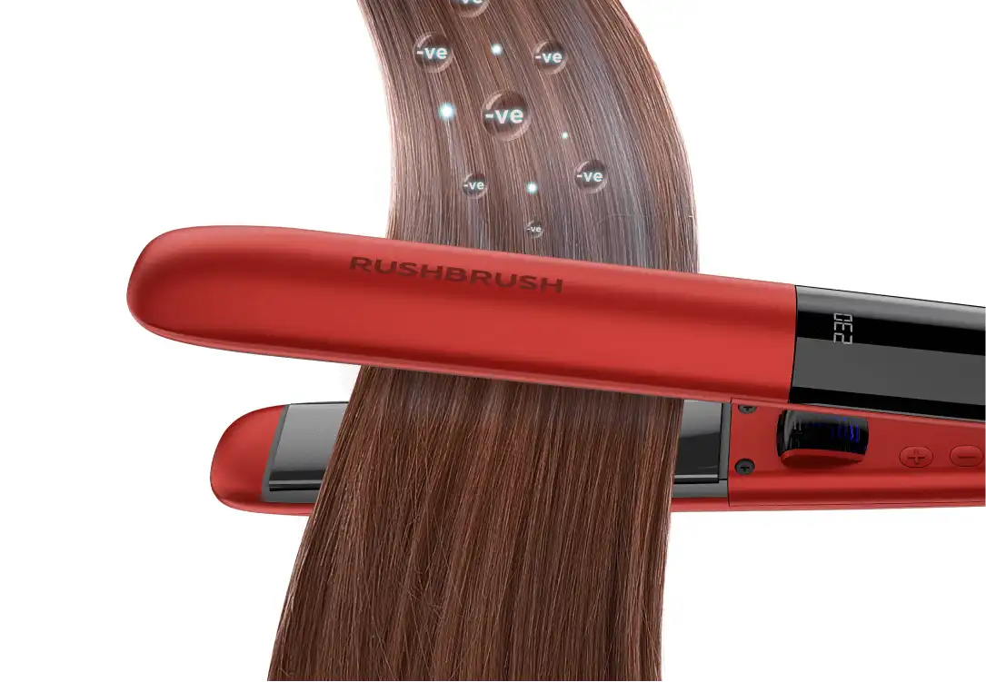 Rush Brush Hair Straightener, Wide Ceramic Plates, 230°C, Red, X1 PRO