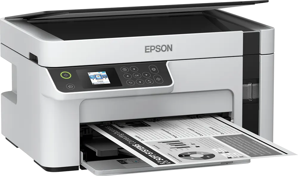طابعة إبسون إيكو تانك متعددة الوظائف ، أحادية اللون ، واي فاي ، أبيض ، M2120