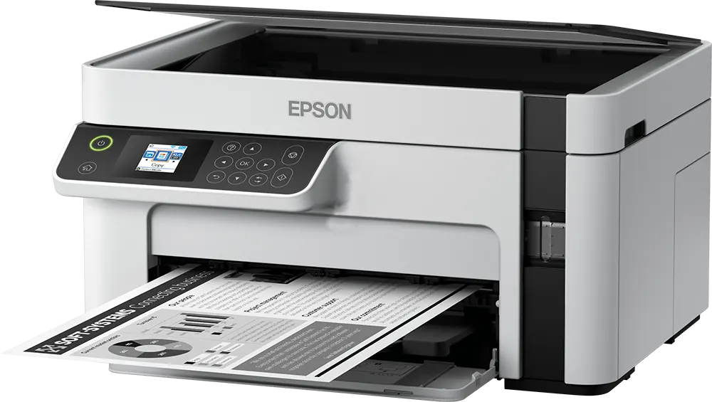 طابعة إبسون إيكو تانك متعددة الوظائف ، أحادية اللون ، واي فاي ، أبيض ، M2120