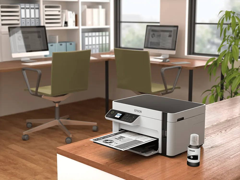 طابعة إبسون إيكو تانك متعددة الوظائف ، أحادية اللون ، واي فاي ، أبيض ، M2120