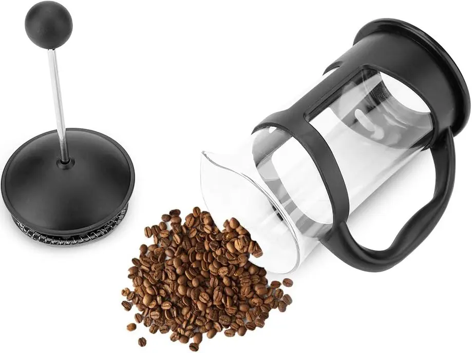 French press coffee maker, glass, 600 ml, black