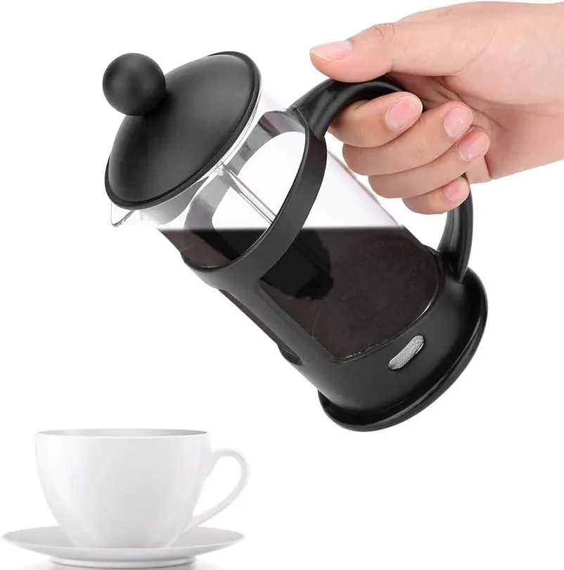 French press coffee maker, glass, 600 ml, black