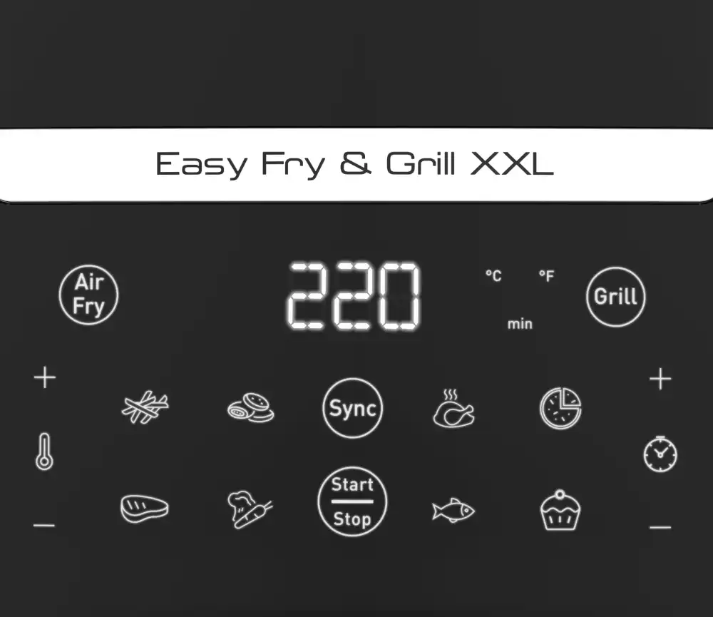 قلاية هوائية تيفال، 1600 وات، 6.5 لتر، شاشة ديجيتال، أسود،EY8018EG