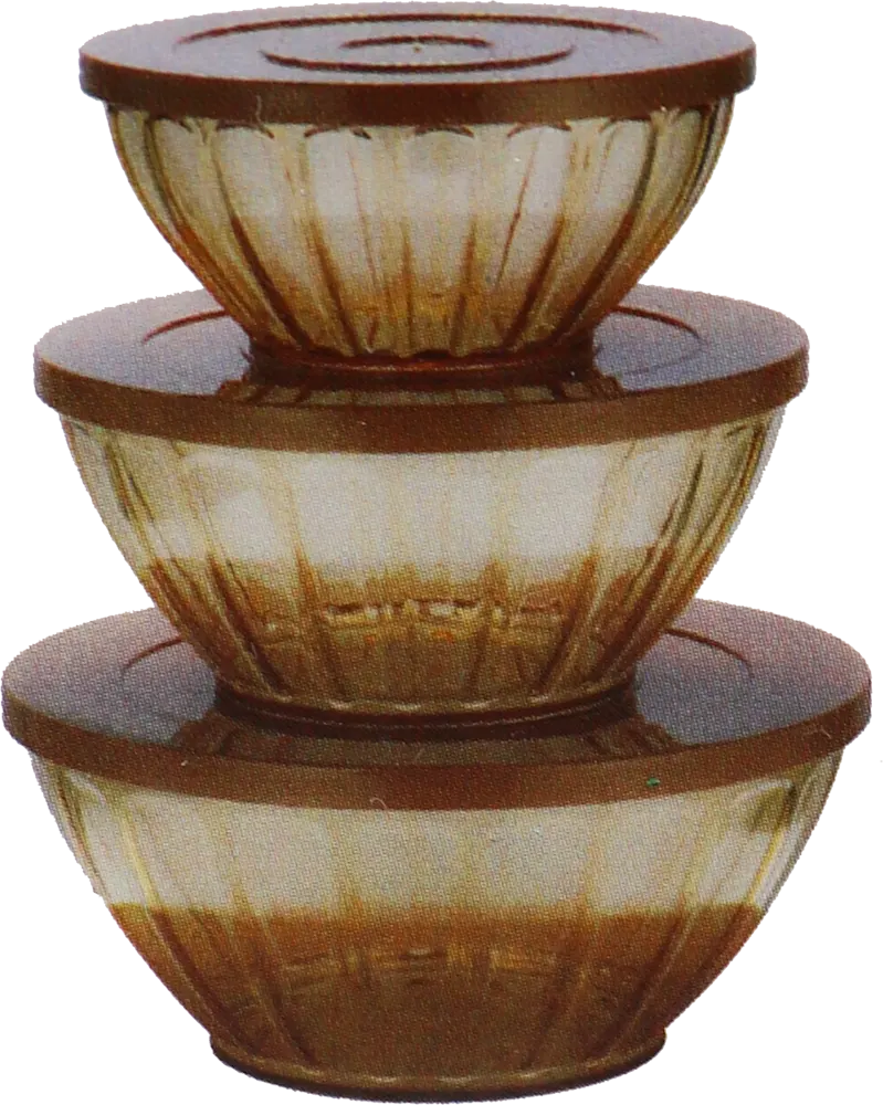 طقم ثلاجه اكريلك 3 قطع مدور - بني