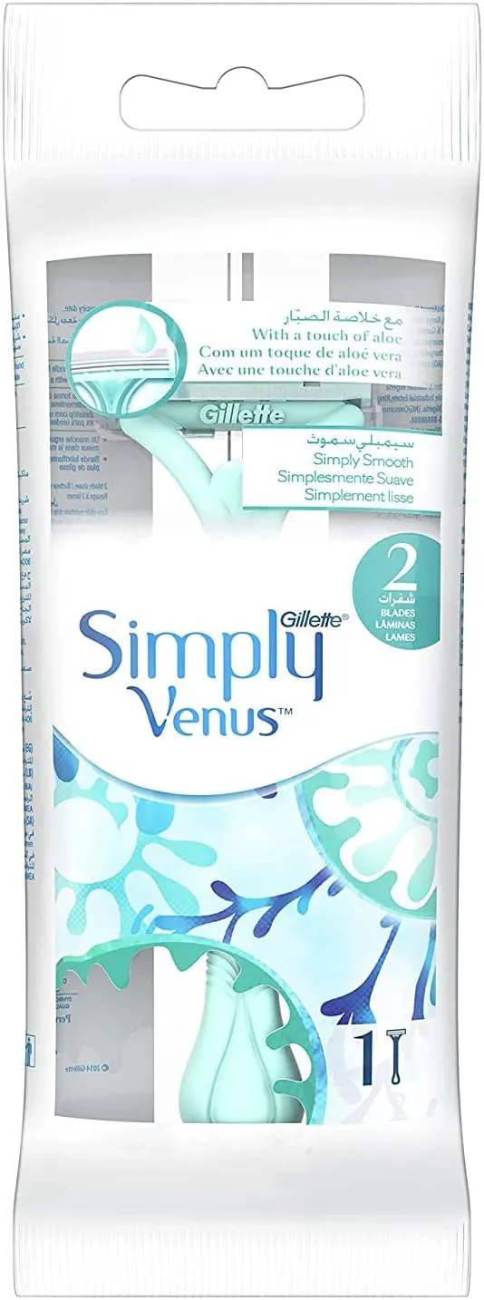 شفرة حلاقة بشفرتين للاستخدام مرة واحدة للنساء سيمبلي فينوس من جيليت   قطعة واحدة