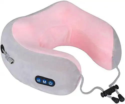 مخدة مساج وتدليك الرقبة كهربائي قابل لاعادة الشحن على شكل حرف U