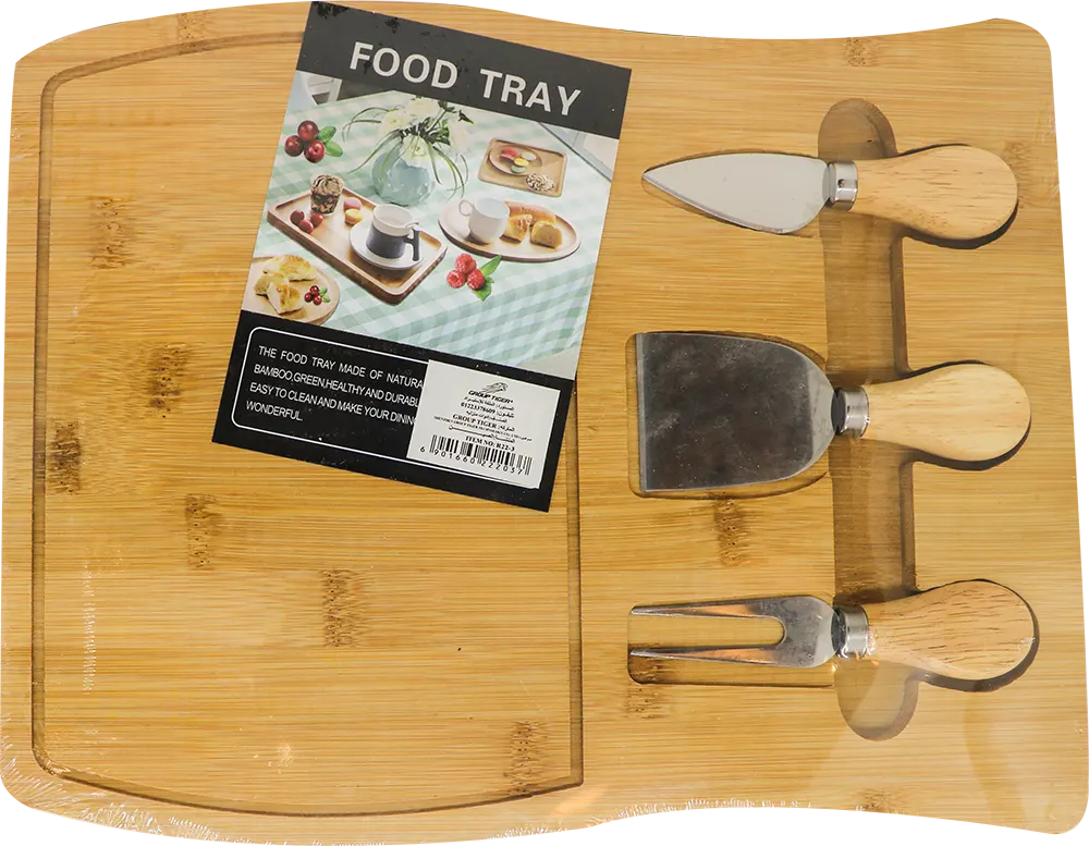 لوح تقطيع خشبي + 3 سكينه