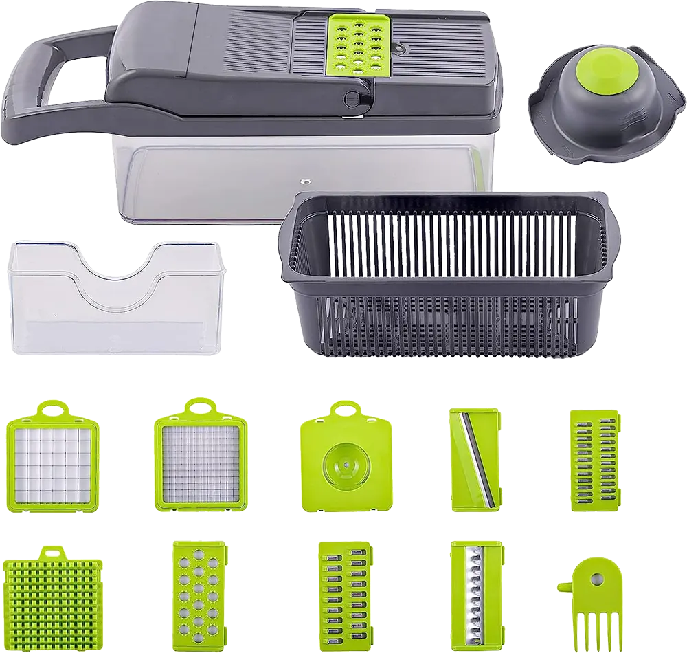 Multifunctional Press Vegetable Slicer - Green