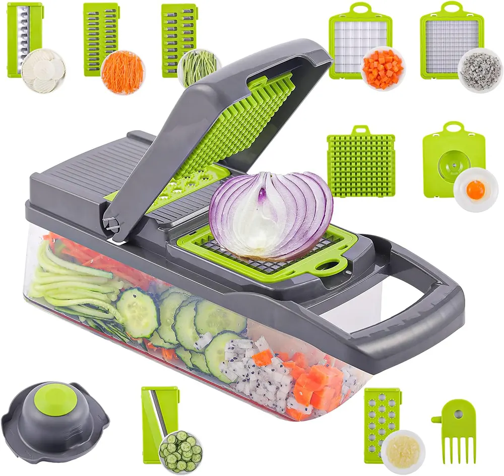 Multifunctional Press Vegetable Slicer - Green