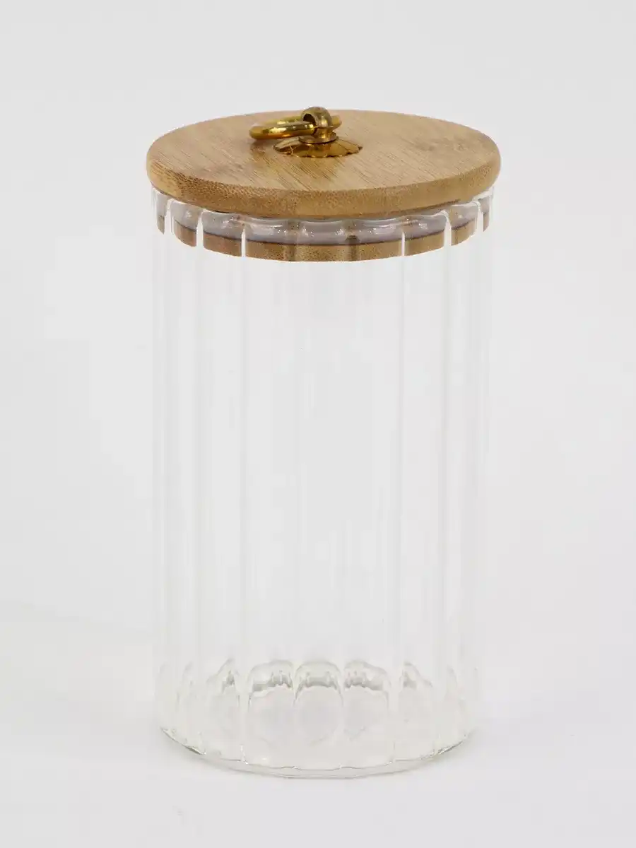 وعاء زجاج  بغطاء خشب محكم الغلق ، 1100 ملي
