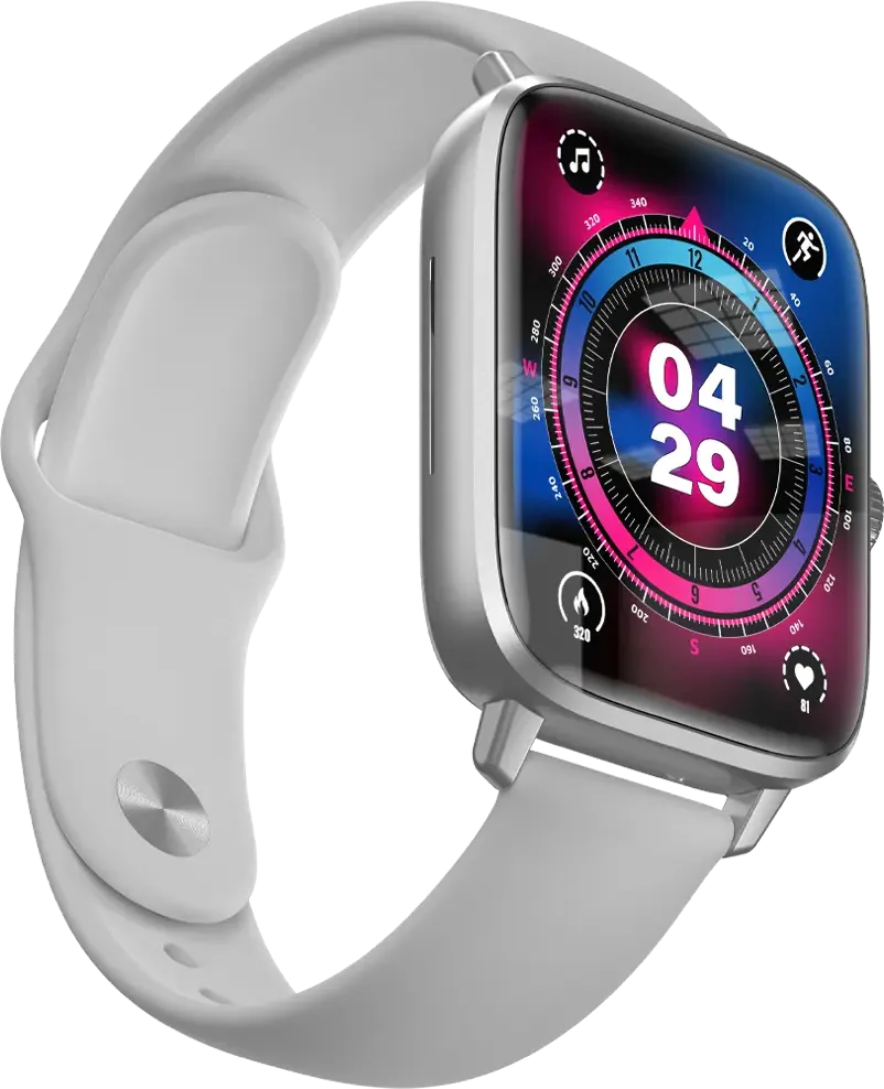 Cardoo Smart Watch Bluetooth 5.0, 1.9 " Display, Water Resistant, Wireless Charger, Silver