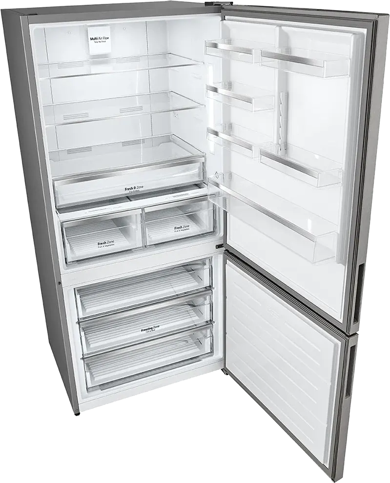 LG No Frost Refrigerator, 588 Liters, 2 Doors, Bottom Freezer, Digital Display, Smart Inverter, Silver, GTF569PSAM