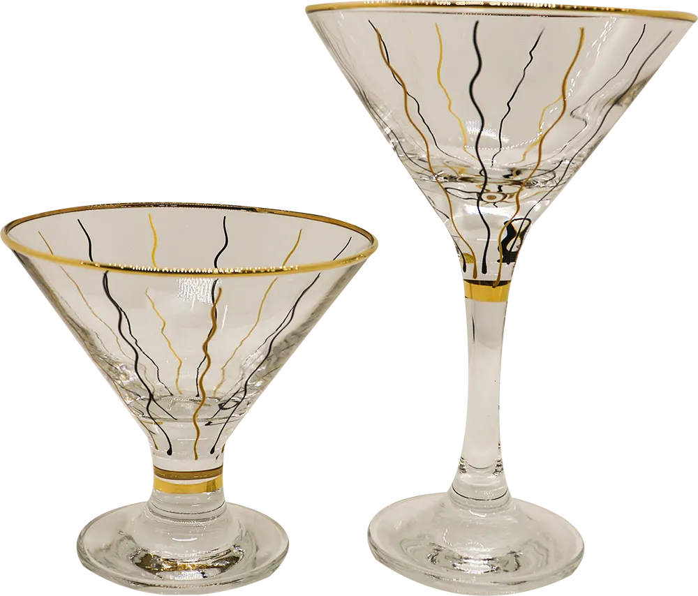 طقم كاسات 12 قطعة مارتينى من الإسراء كبير وصغير - شفاف مدهب