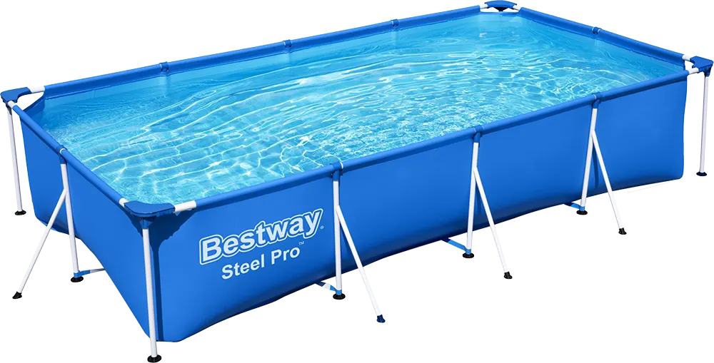 Bestway Steel Pro Rectangular Pool, Metal Stands, 4.00m X 2.11m X 81cm, Blue, 56405