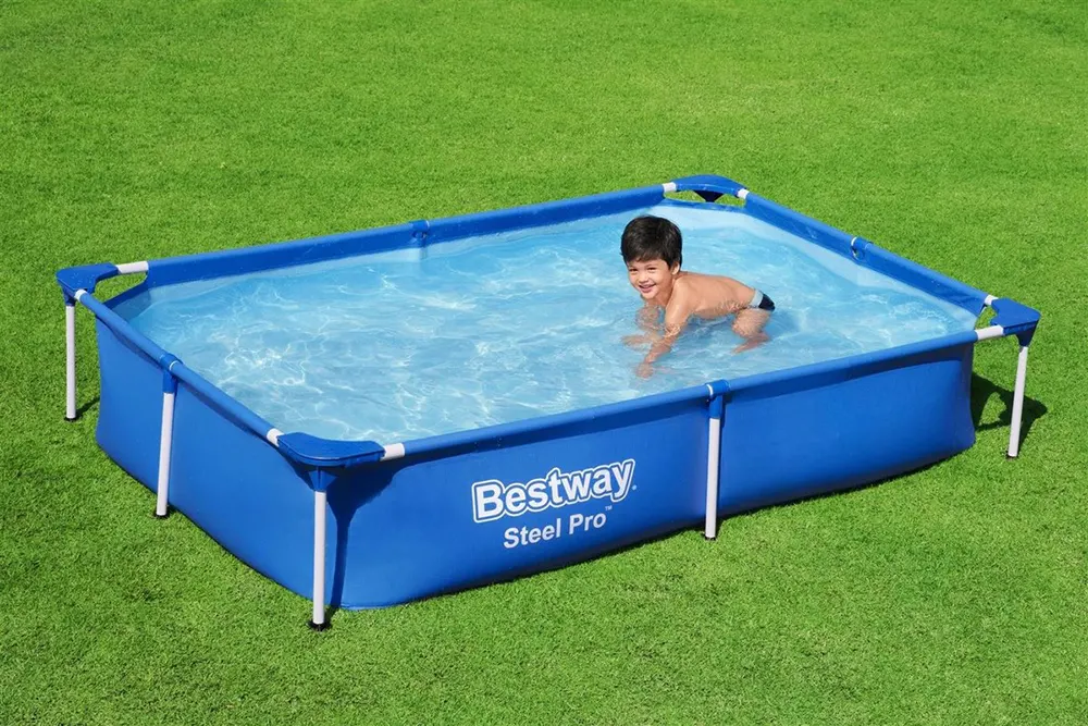 Bestway Steel Pro Rectangular Pool, Metal Stands , Blue, 56401