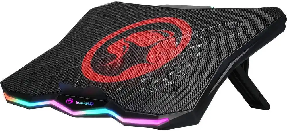 مروحة تبريد لاب توب مارفو، تدعم حتي 17 بوصة، اضاءة ليد، أسود، FN-40 LF206