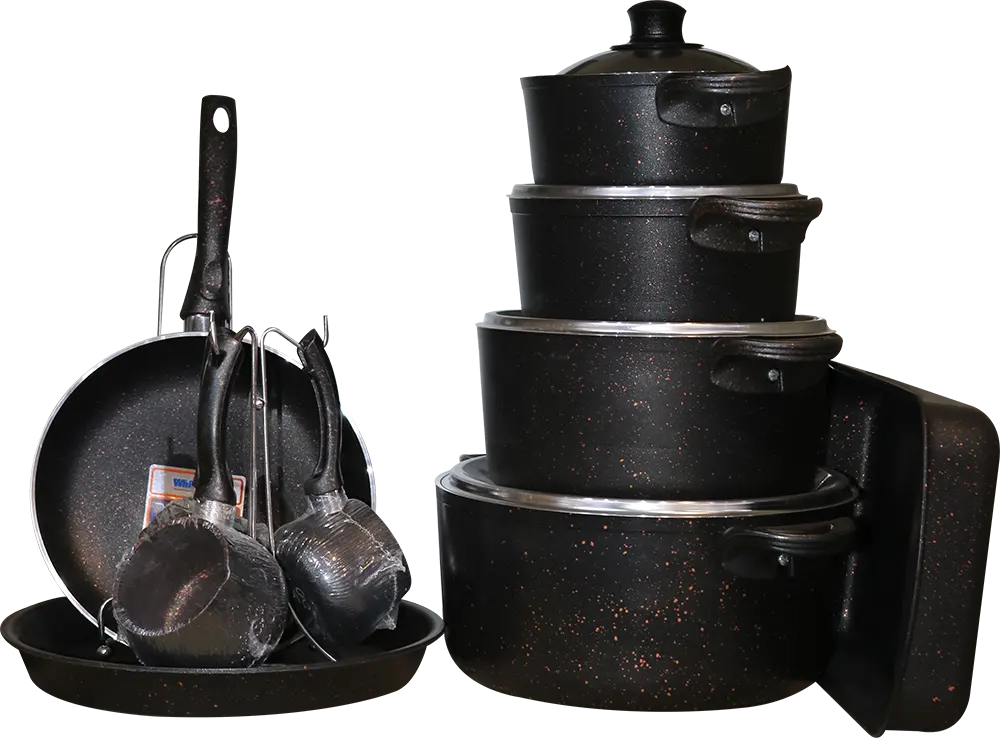 Glory blu Granite multi-use cookware set, 15 pieces, brawn