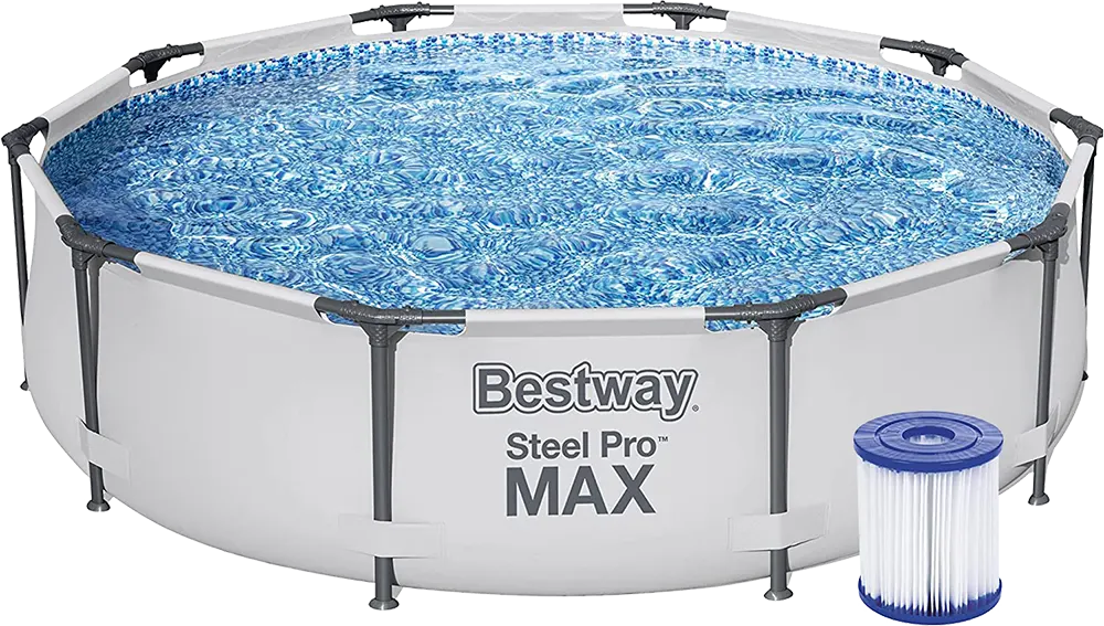 Bestway Steel Pro Round Pool, Metal Stands , Filter, White, 56408