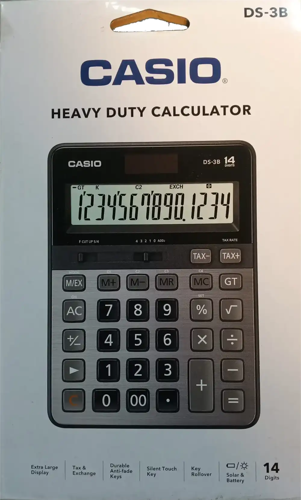 Casio Desktop Calculator, 14 Digits, Black, DS-3B