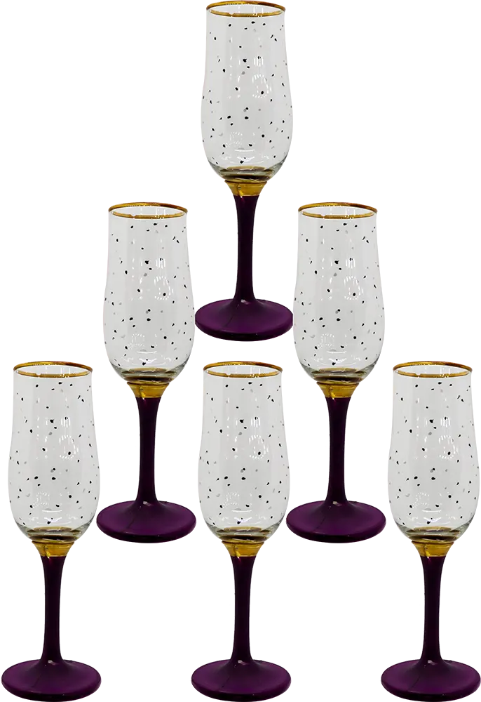 طقم كاسات منقط الخواجه 6 قطع - شفاف x موف