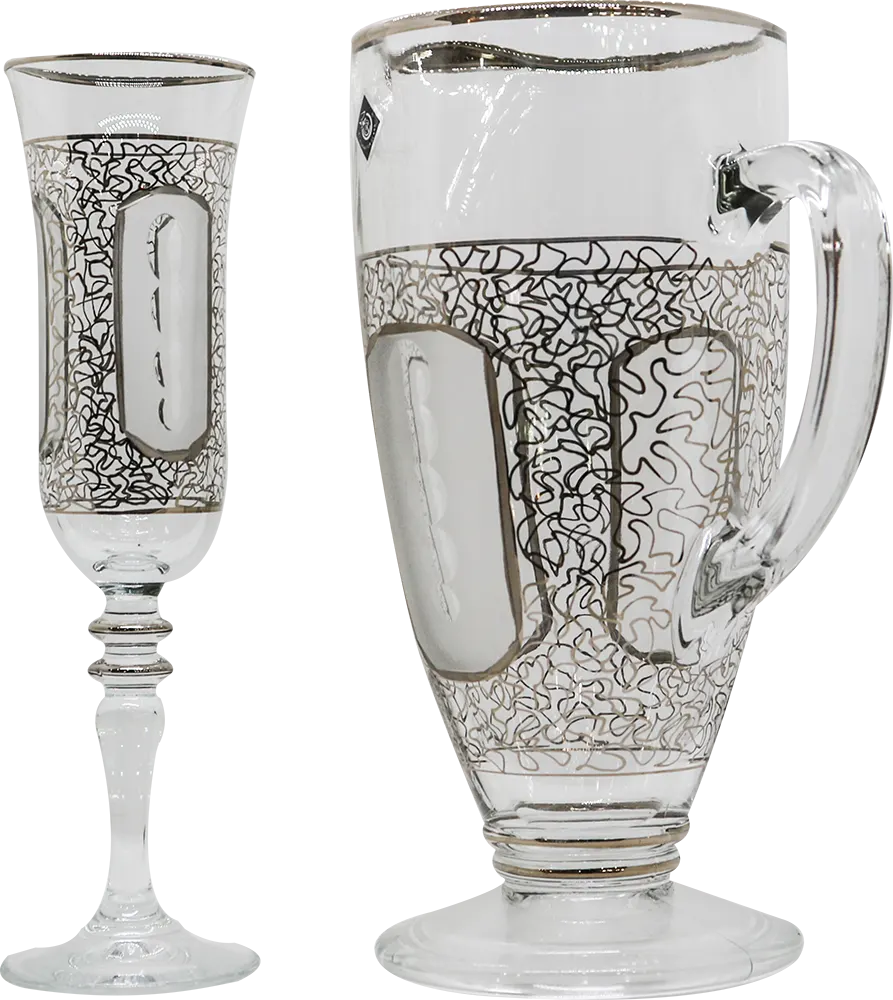 طقم شربات مزخرف سمفوني من الاسراء - بلاتين شفاف