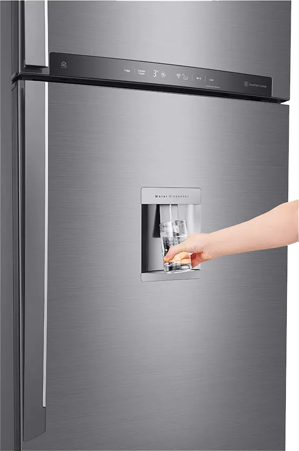 LG Refrigerator, No Frost, 592 Liters, 2 Doors, Water Tap, LED Screen, Inverter, Silver, GR-F822HLHM