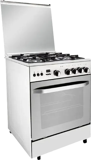 Fresh Hummer Cooker 60*60 Cm, 4 Burners, Full Safety, Cast Iron Holders, Fan, Digital Screen, Stainless Steel, Airfryer, Silver