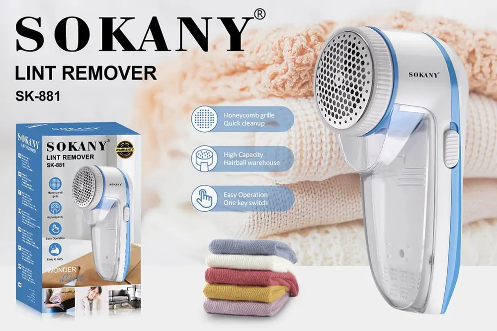Sokany Lint Remover, Rechargeable, White, SK-881