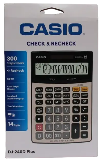 Casio Desktop Calculator, 14 Digits, Black, DJ-240D PLUS