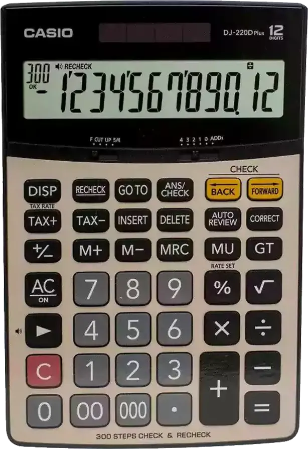Casio Desktop Calculator, 12 Digits, Black, DJ-220D Plus