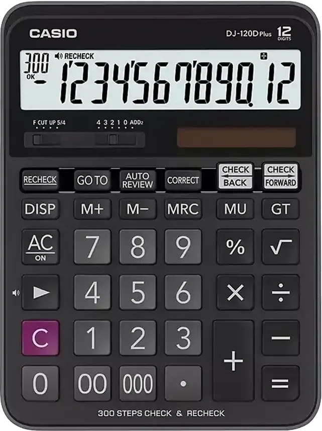 Casio Desktop Calculator, 12 Digits, Black, DJ-120D PLUS