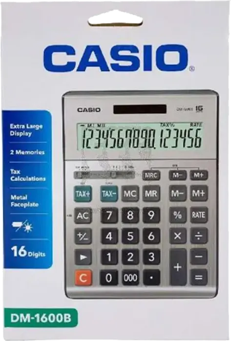 اله حاسبة مكتبية كاسيو، 16 خانة، سلفر، DM-1600B