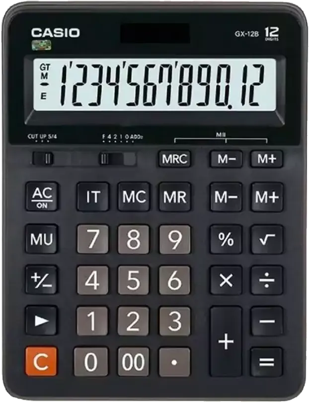 Casio Desktop Calculator, 12 Digits, Black, DX-12B